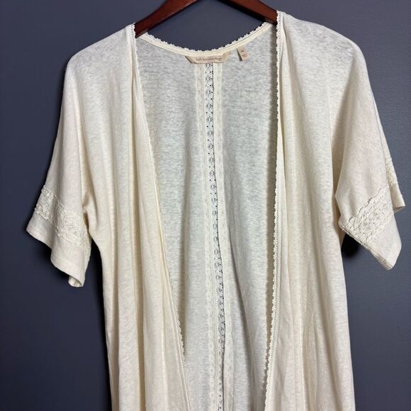 Soft Surroundings Linen Cotton Open Front Duster Long Line Cardigan Sweater XS - Picture 3 of 16